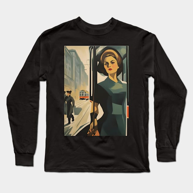 A Woman and a Tram 008 -Soviet realism - Trams are Awesome! Long Sleeve T-Shirt by coolville